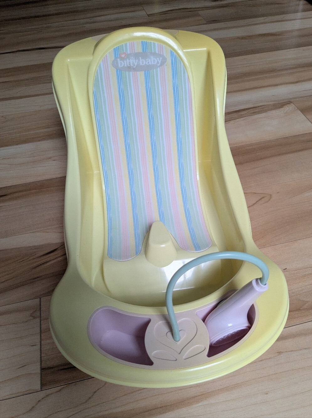 Vtg American Girl Bitty Baby Doll Bathtub Yellow Striped Foam 2005 Retired